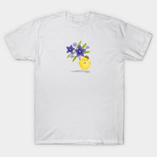 Yellow Bird with Balloon Flowers bouquet T-Shirt